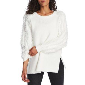 1.state pull over fringe sleeve crew neck sweater